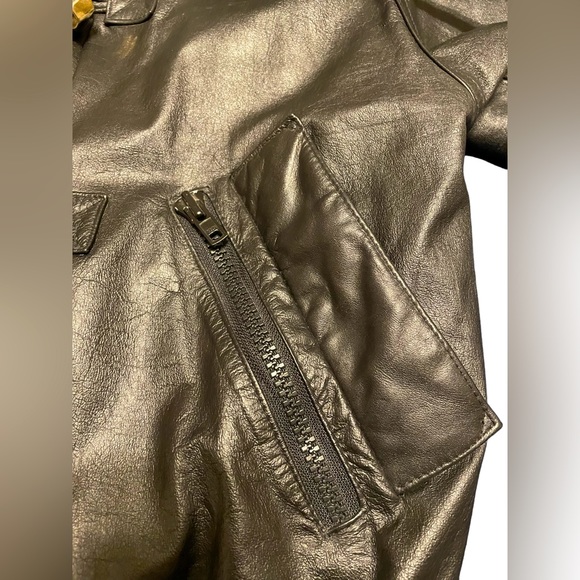 Greg Bell Men's Size M Soft Genuine Leather Black Bomber Jacket - Picture 8 of 15